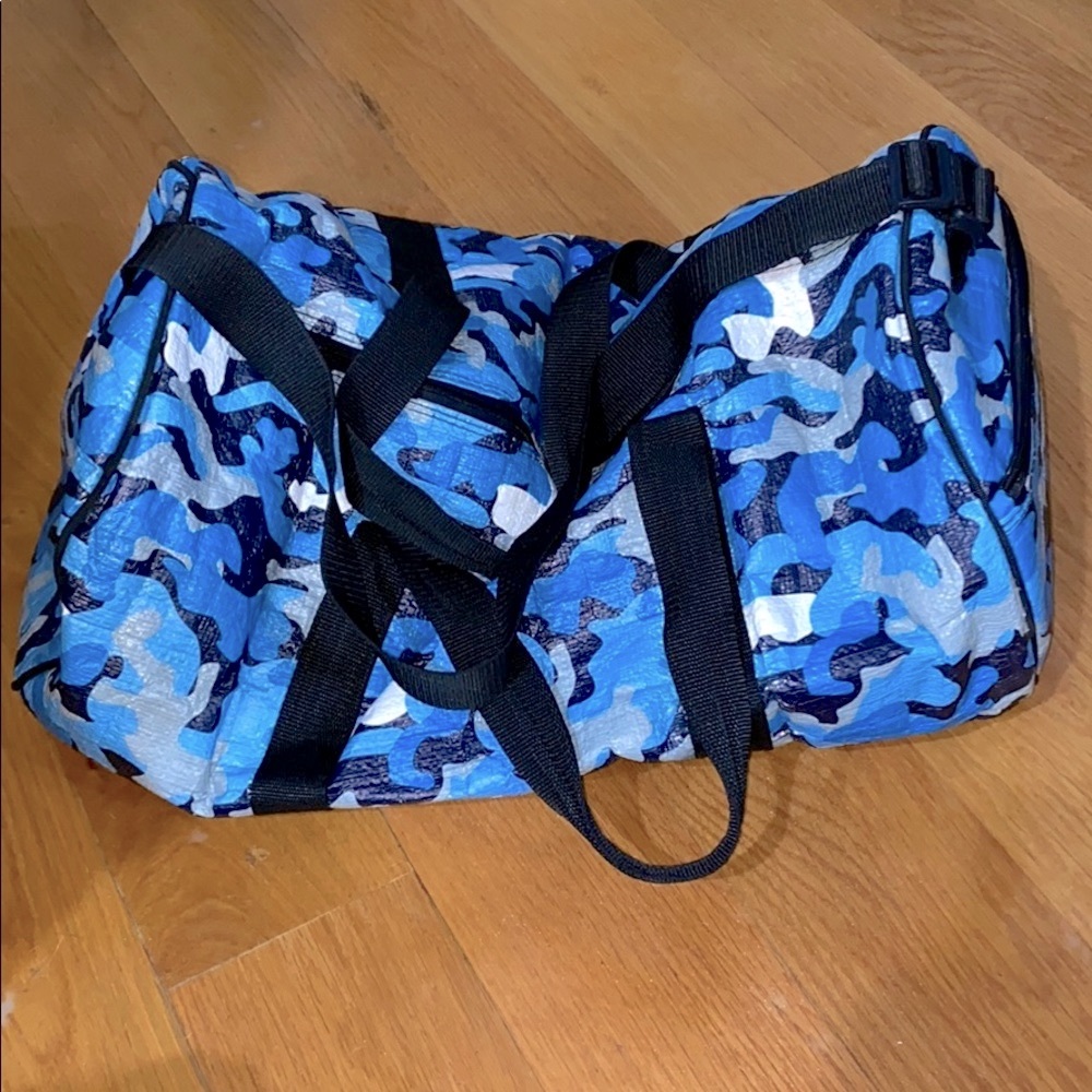 Mixed Bag Designs Blue camouflage Camo duffel bag overnight lined Ripstop NICE!